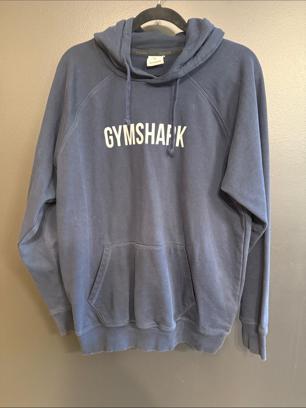 Gymshark Navy Pullover Hoodie with White Logo
